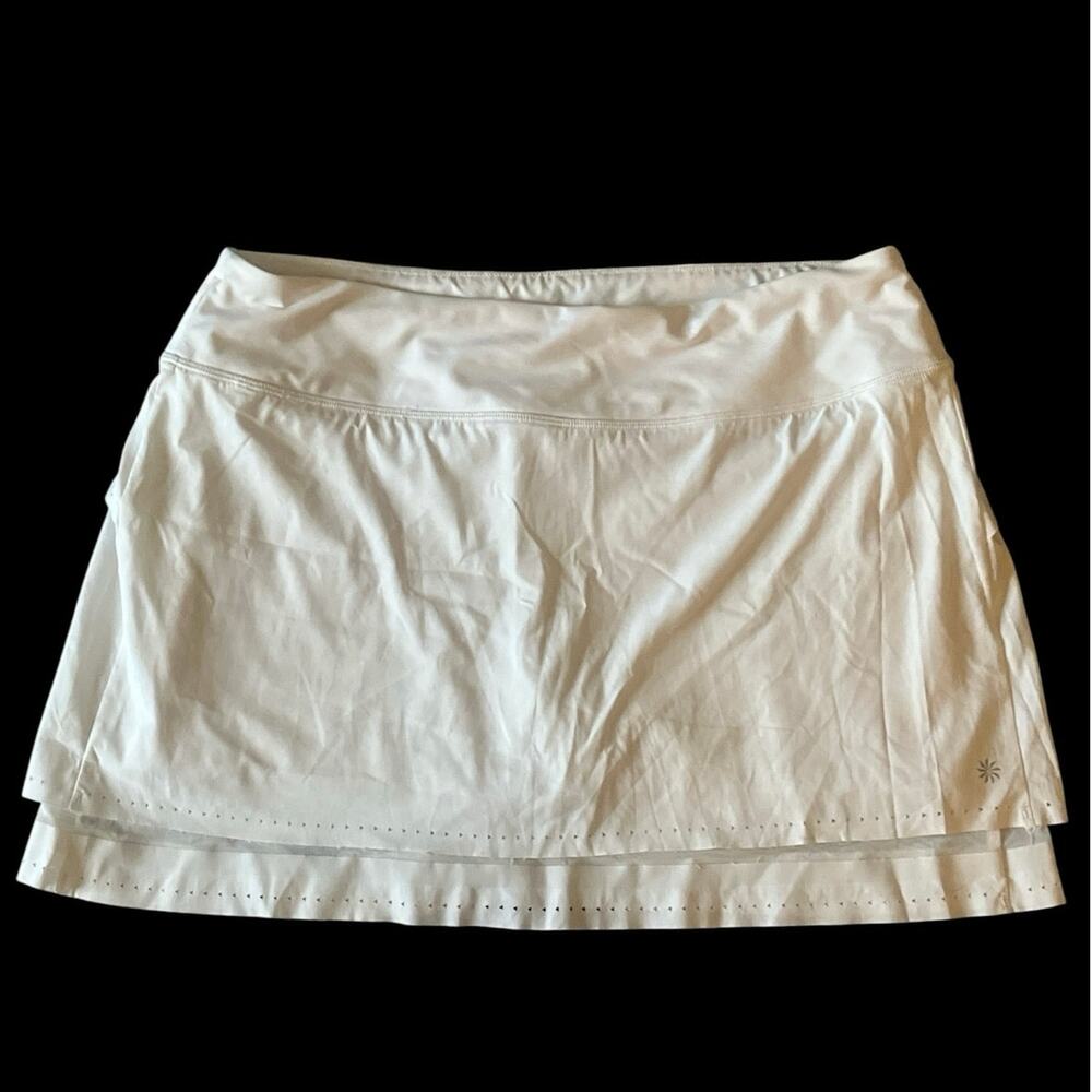 ATHLETA Laser Run Skort White Lined Lg Tennis Stretch Mesh Layer